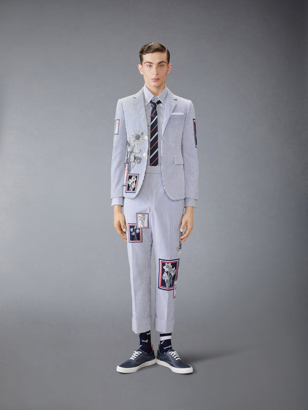 SEERSUCKER FRAMED FLORAL BACKSTRAP TROUSER - image 4