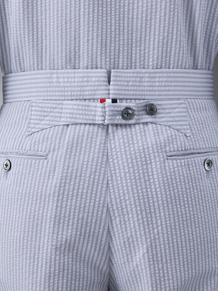 SEERSUCKER LOW RISE BACKSTRAP TROUSER LT GREY
