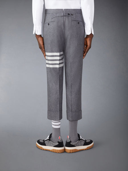 FLANNEL 4-BAR LOW RISE BACKSTRAP TROUSERS MED GREY
