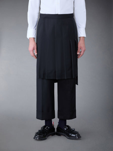 Super 120's Collage Pleated Trouser Skirt BLACK