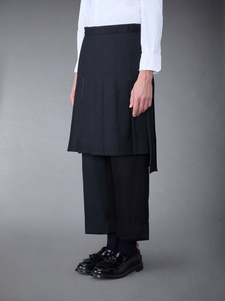 Super 120's Collage Pleated Trouser Skirt BLACK