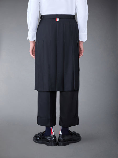 Super 120's Collage Pleated Trouser Skirt BLACK