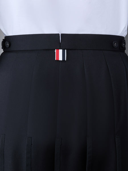 Super 120's Collage Pleated Trouser Skirt BLACK