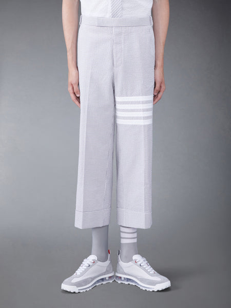 FUNMIX 4-BAR SEERSUCKER LOW RISE TROUSERS MED GREY