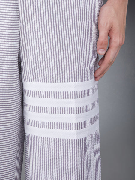 FUNMIX 4-BAR SEERSUCKER LOW RISE TROUSERS MED GREY