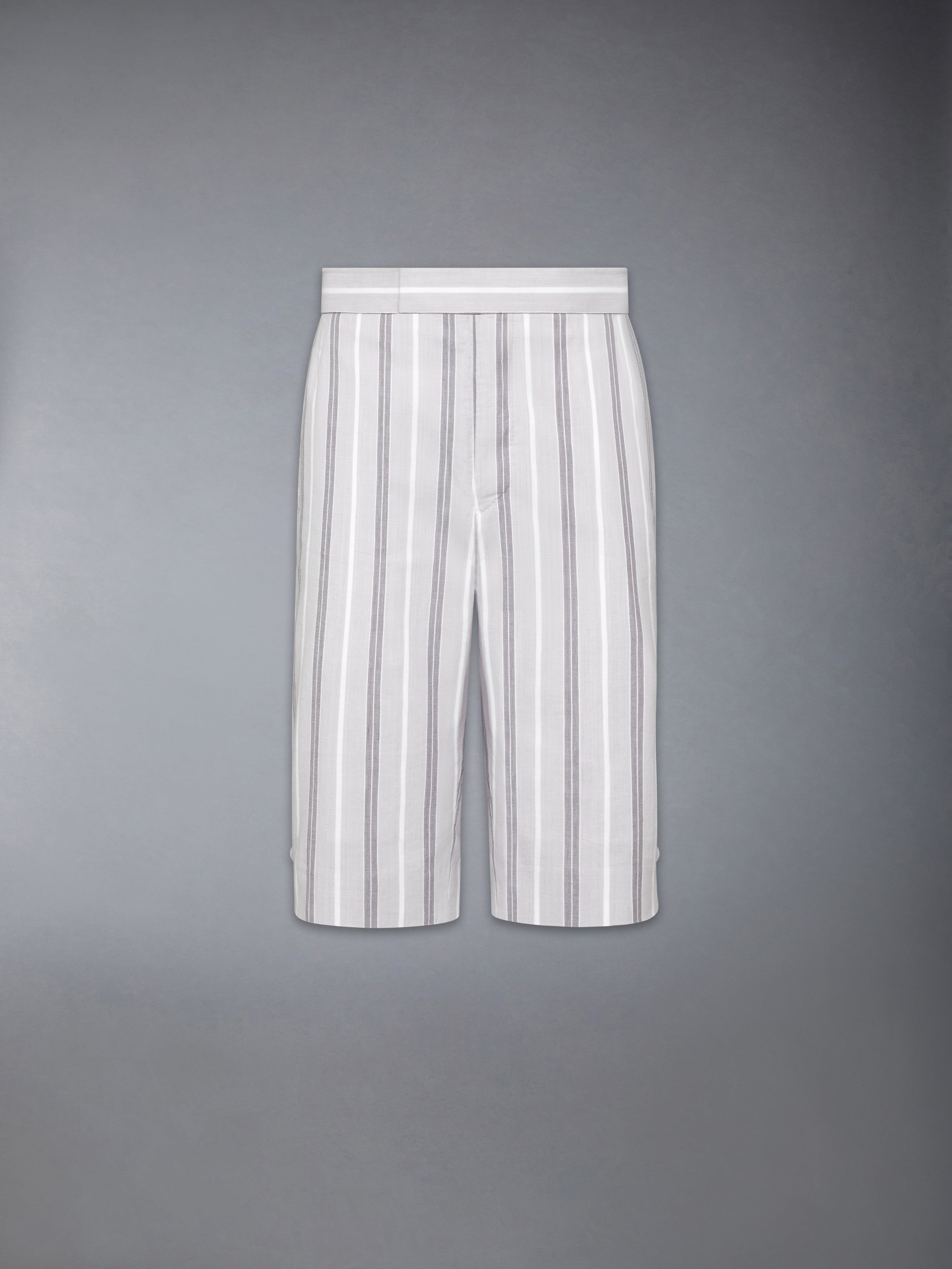 Madras Cotton Repp Stripe Backstrap Shorts | Thom Browne