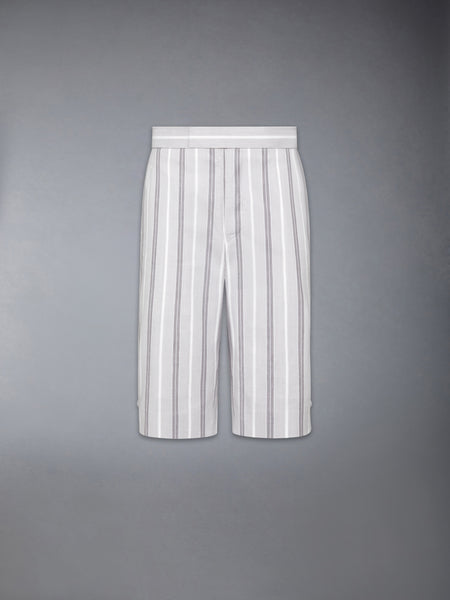 MADRAS COTTON REPP STRIPE BACKSTRAP SHORTS MED GREY