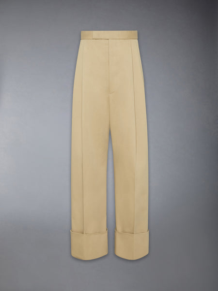 COTTON GABARDINE DOUBLE PLEAT TROUSER KHAKI