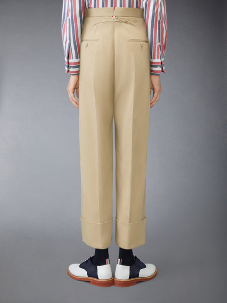 COTTON GABARDINE DOUBLE PLEAT TROUSER KHAKI