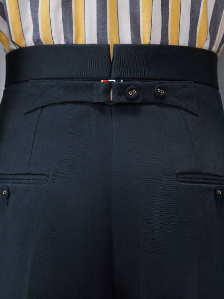 COTTON GABARDINE DOUBLE PLEAT TROUSER NAVY