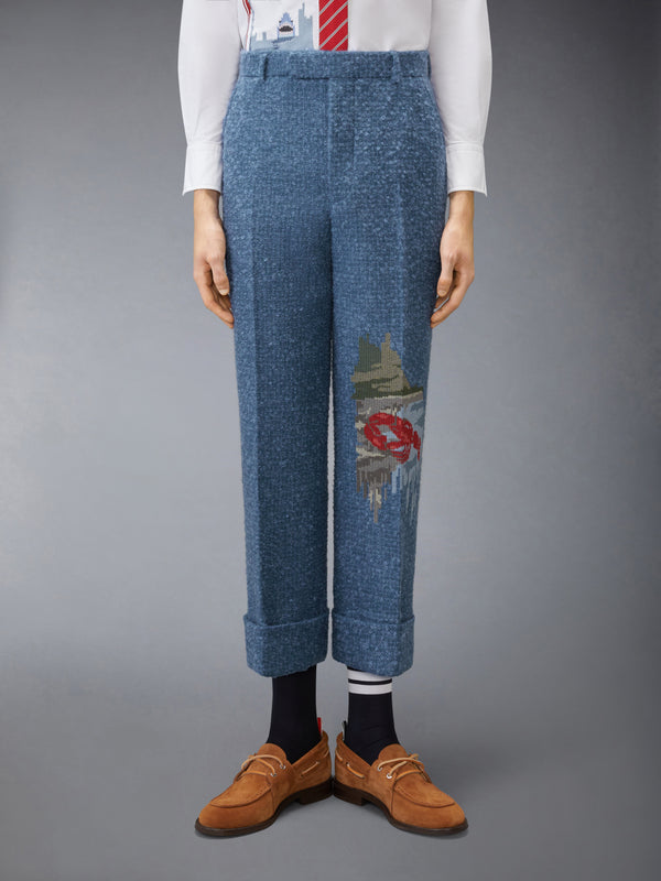 BOUCLE TWEED SCENIC LOBSTER AND SAILBOAT EMBROIDERY TROUSER - image 1