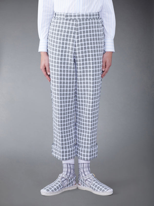 CHECK SUMMER TWEED FRAY SACK TROUSER - featured image