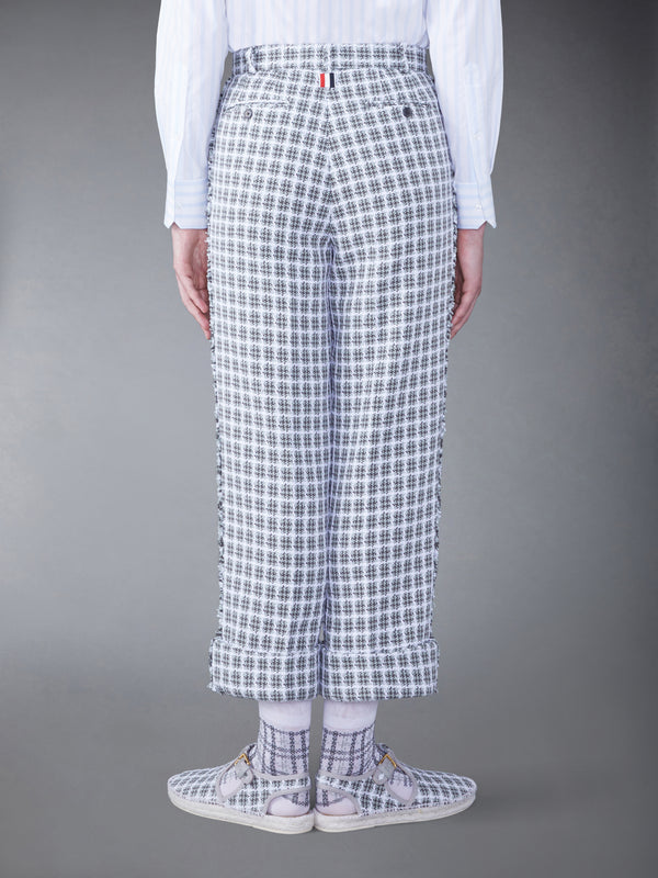 CHECK SUMMER TWEED FRAY SACK TROUSER - image 2