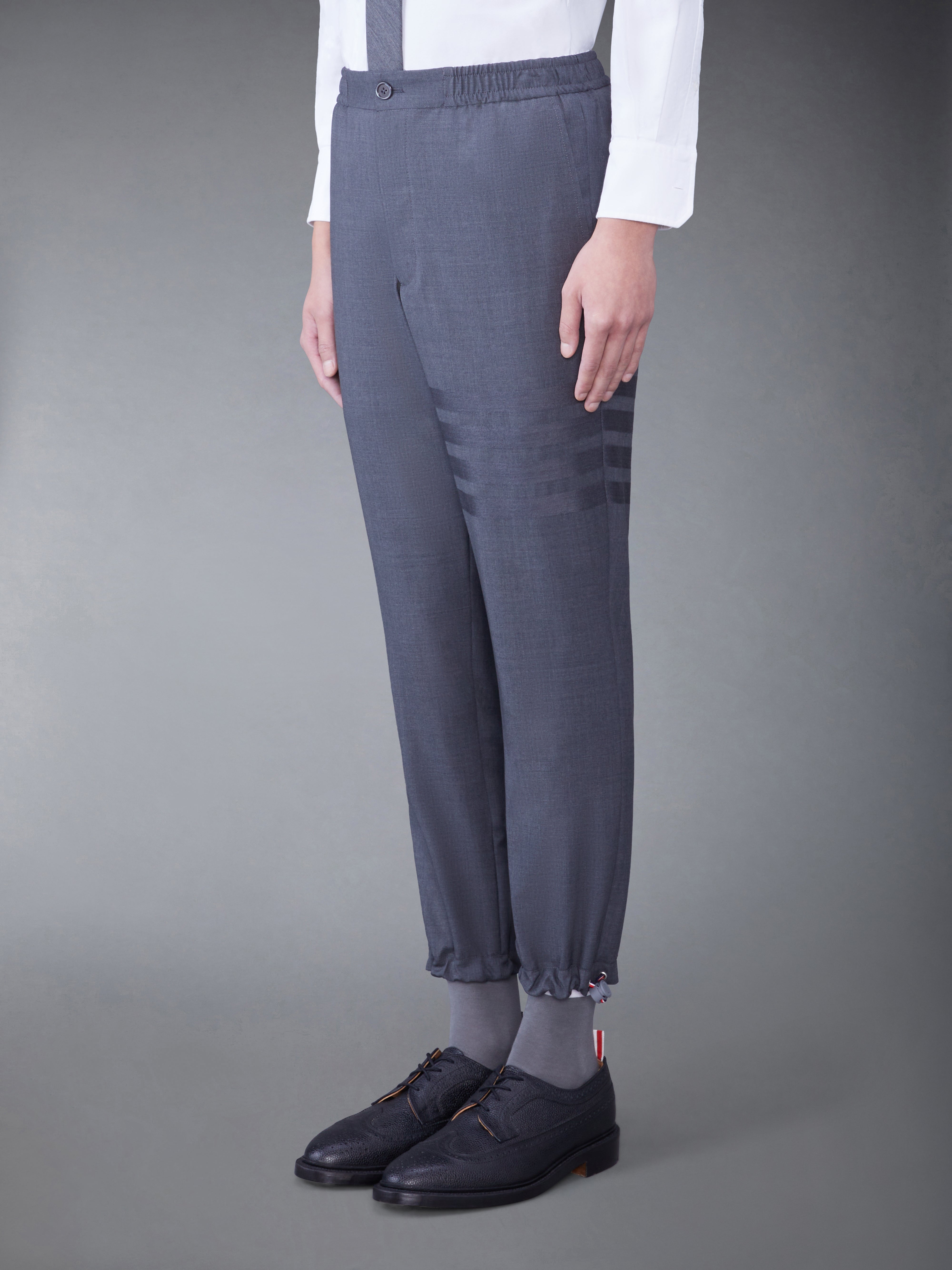 【THOM BROWNE】Plain Weave 4 Bar Elastic Track Pants Thom Browne - Plain Weave 4-Bar Track Trousers | HBX