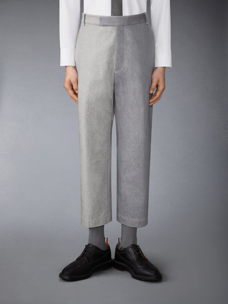 WASHED DENIM CONTRAST TROUSER MED GREY