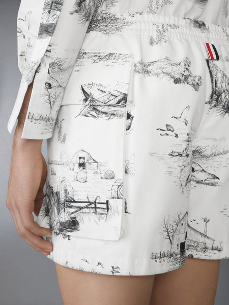 SCENIC TOILE COTTON CANVAS CARGO RUGBY SHORTS