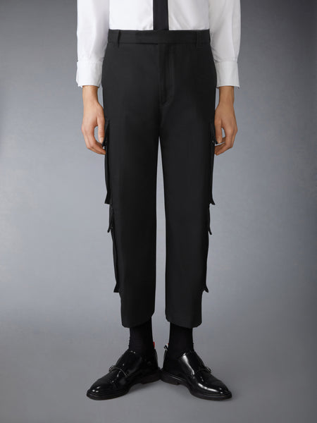 WASHED COTTON UTILITY CHINO CARGO TROUSER