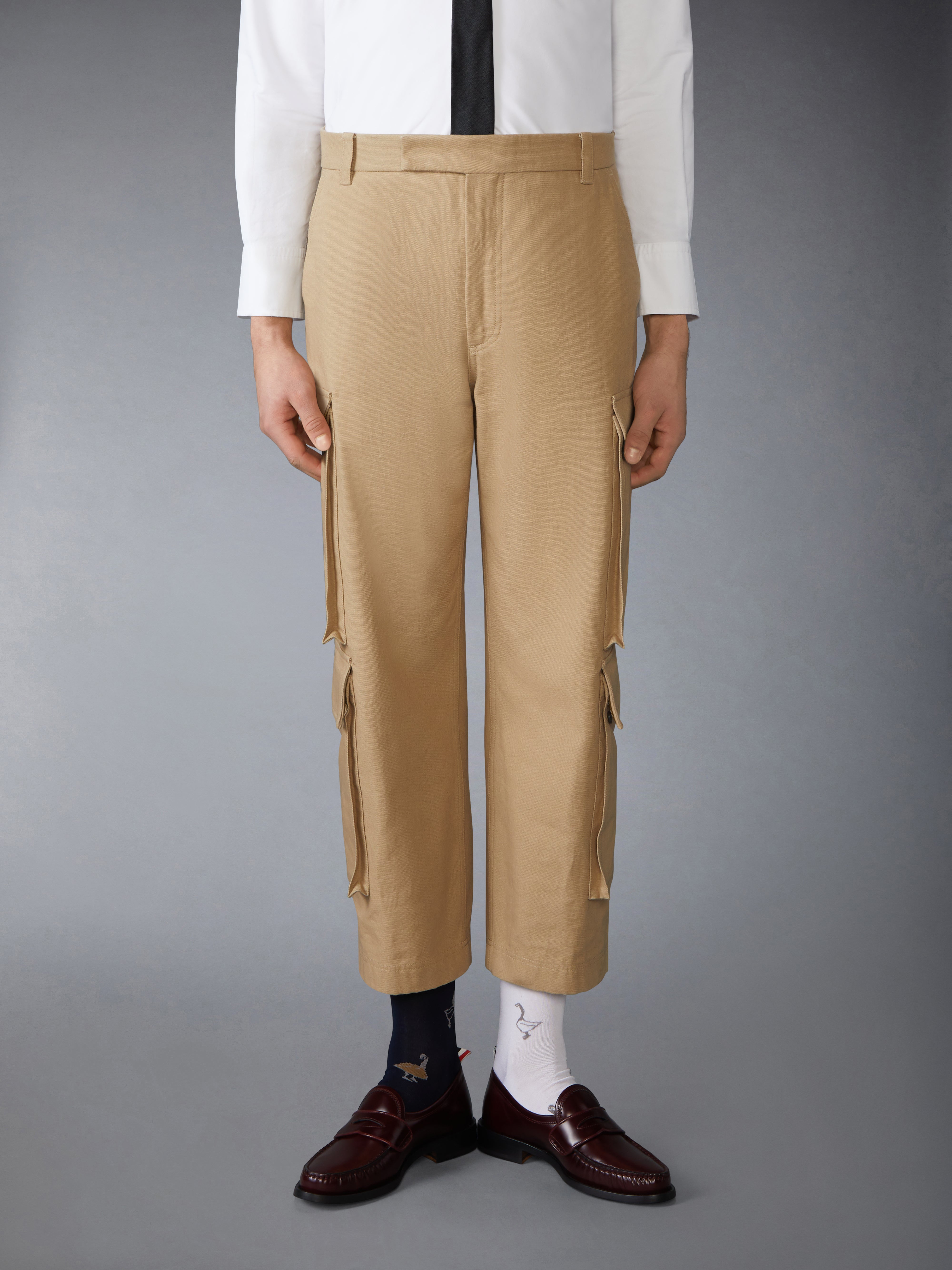 Washed Cotton Utility Chino Cargo Trouser | Thom Browne