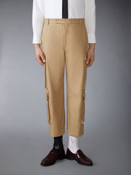 WASHED COTTON UTILITY CHINO CARGO TROUSER