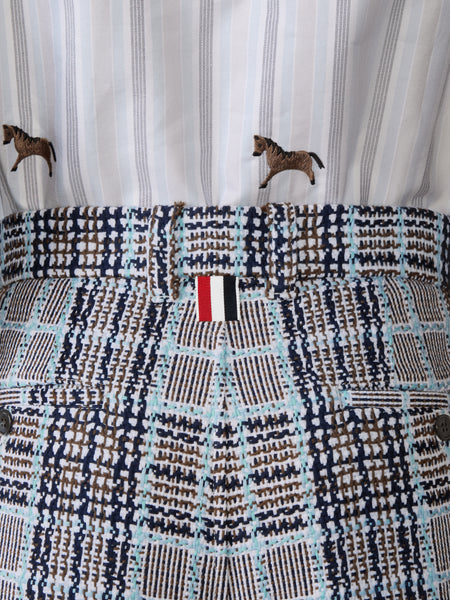 플래드 체크 썸머 트위드 유틸리티 치노 쇼츠 라이트 블루