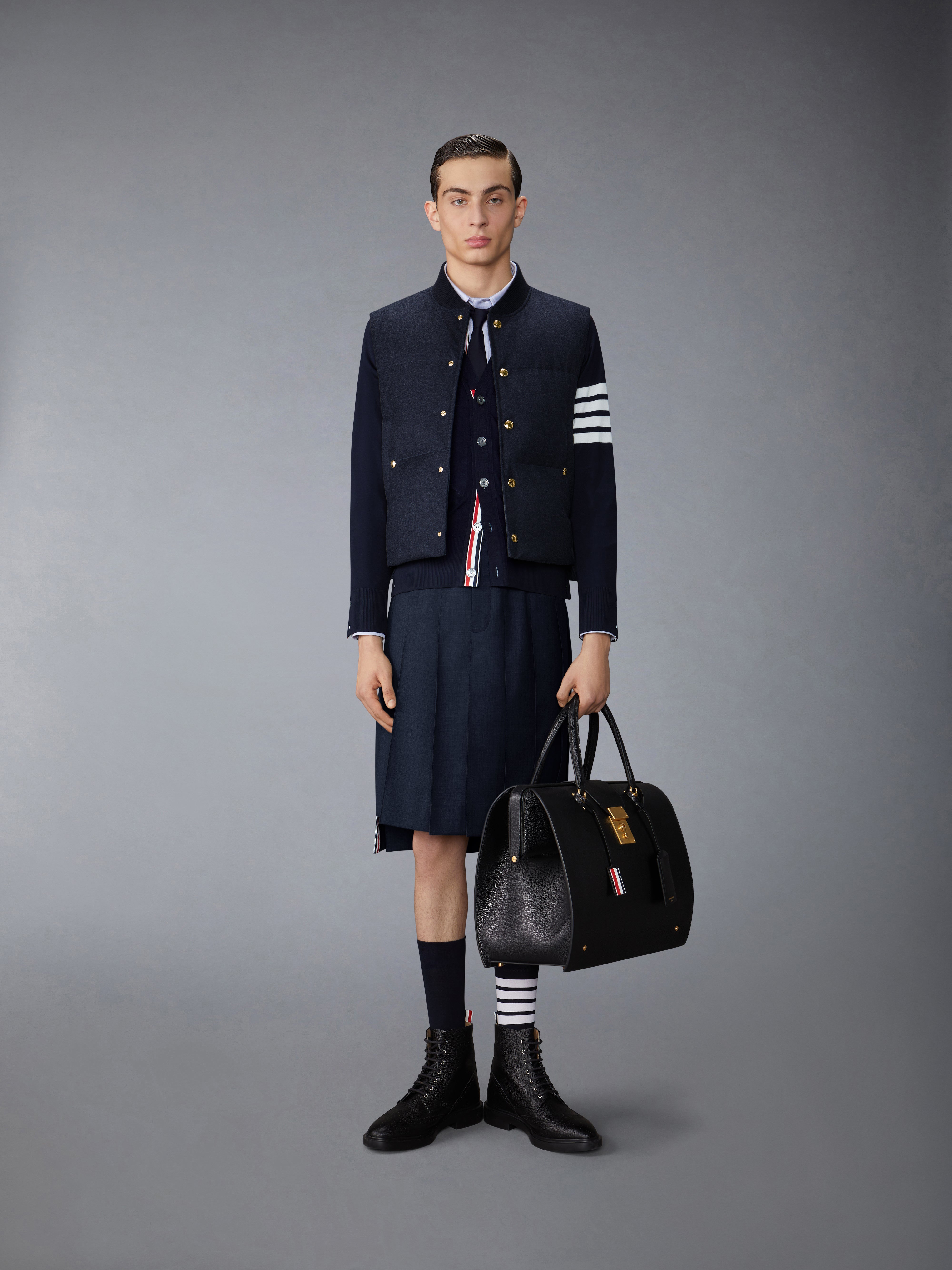 Thom Browne｜VESTS (FVD015X 07259 415) Thom Browne Poly Twill Down Diagonal Ski Vest 07259 415