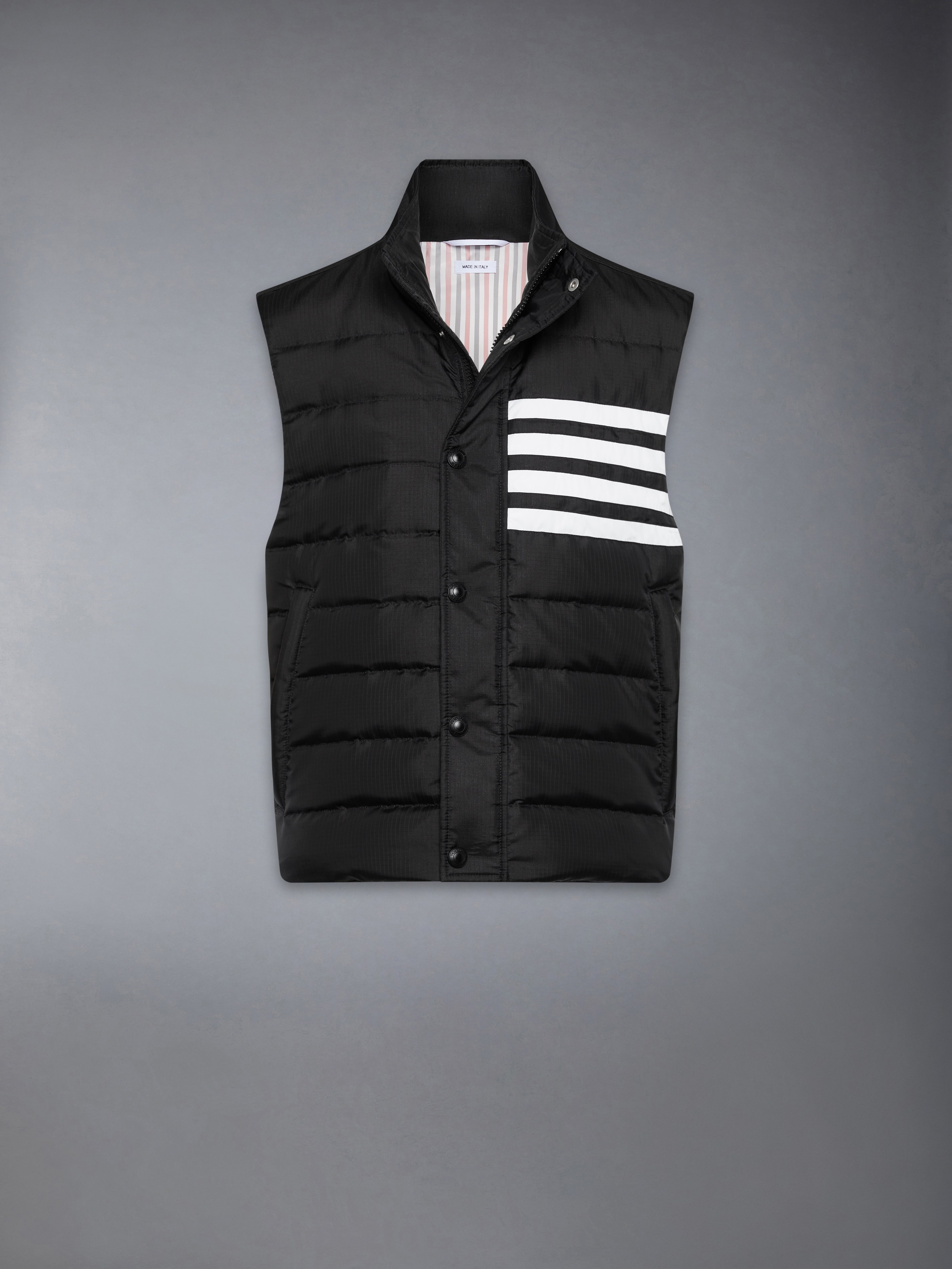Shiny Ripstop Lightweight Down Filled 4-Bar Vest | Thom Browne