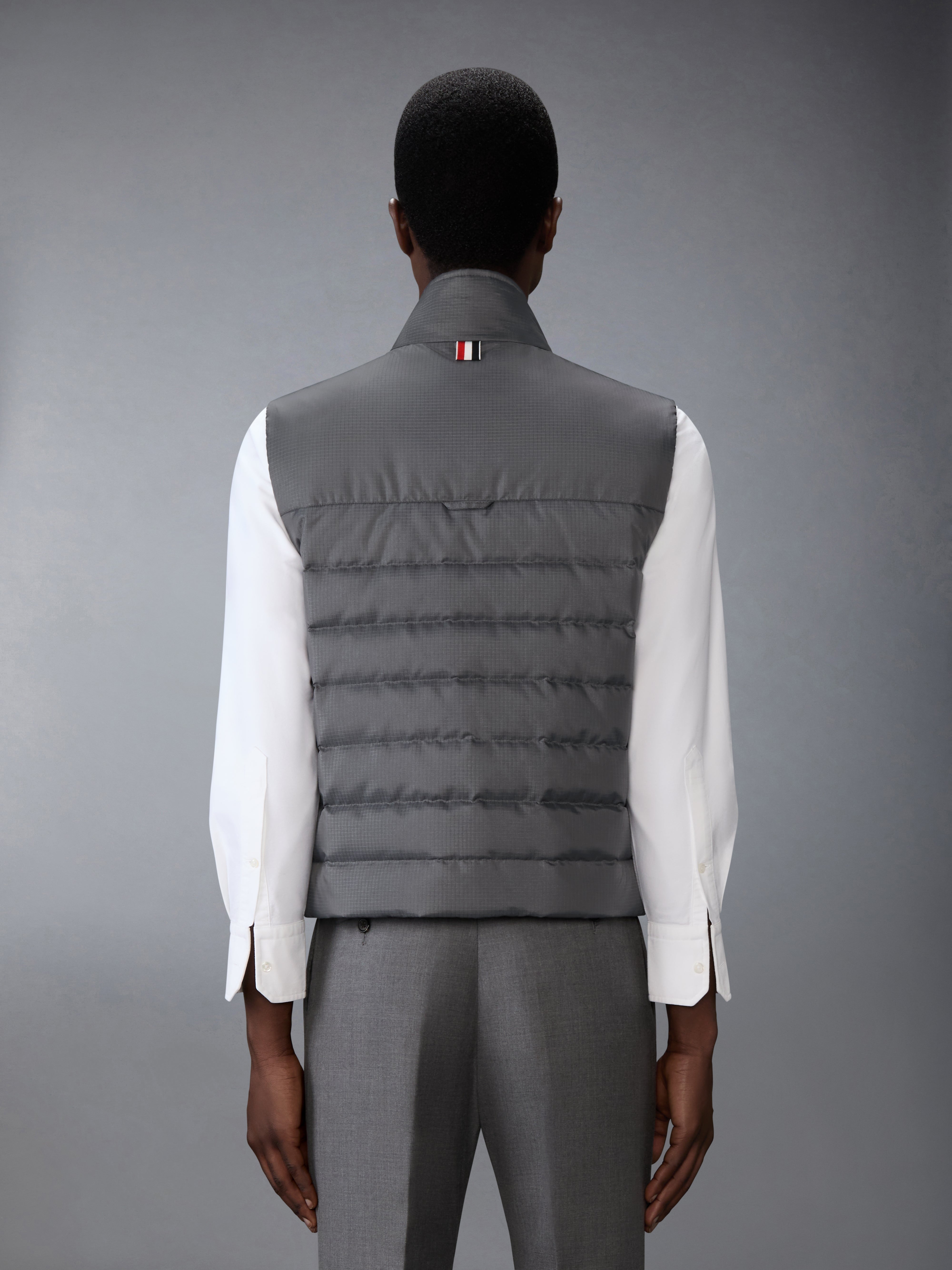 Shiny Ripstop Lightweight Down Filled 4-Bar Vest | Thom Browne