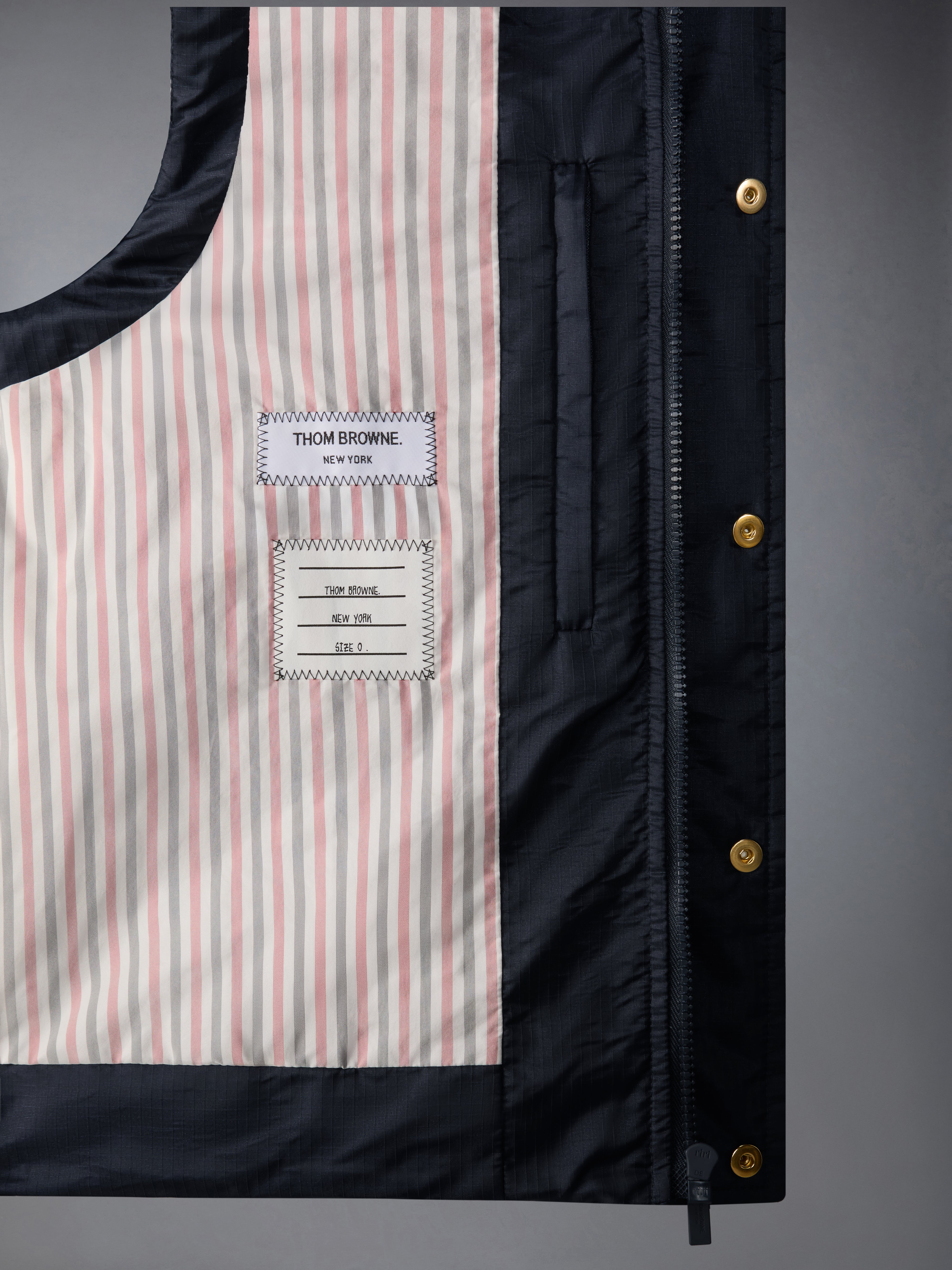 Shiny Ripstop Lightweight Down Filled 4-Bar Vest | Thom Browne