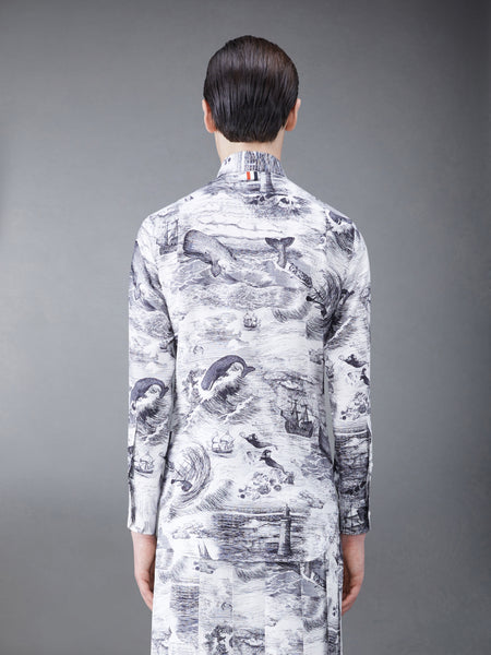 Nautical Toile Silk Twill Classic Fit Shirt BLK/WHT