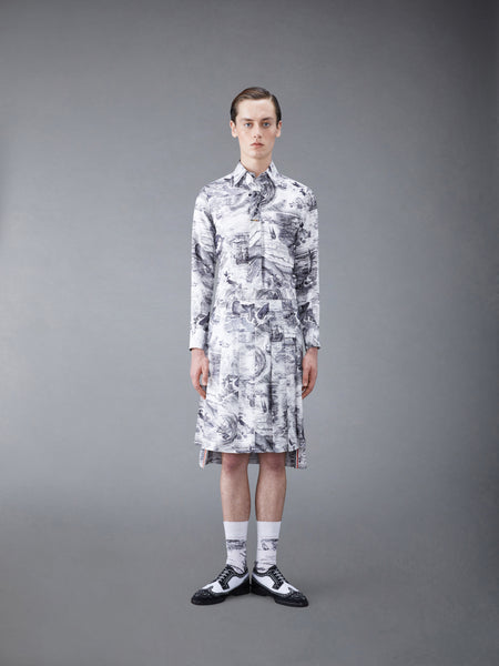 Nautical Toile Silk Twill Classic Fit Shirt BLK/WHT