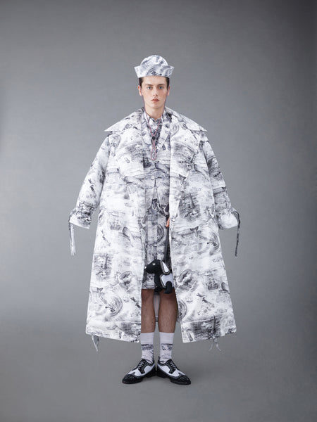 Nautical Toile Silk Twill Classic Fit Shirt BLK/WHT