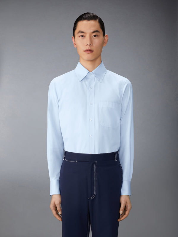 SOLID POPLIN TWIN NEEDLE CONTRAST TOPSTITCH SHIRT - image 1
