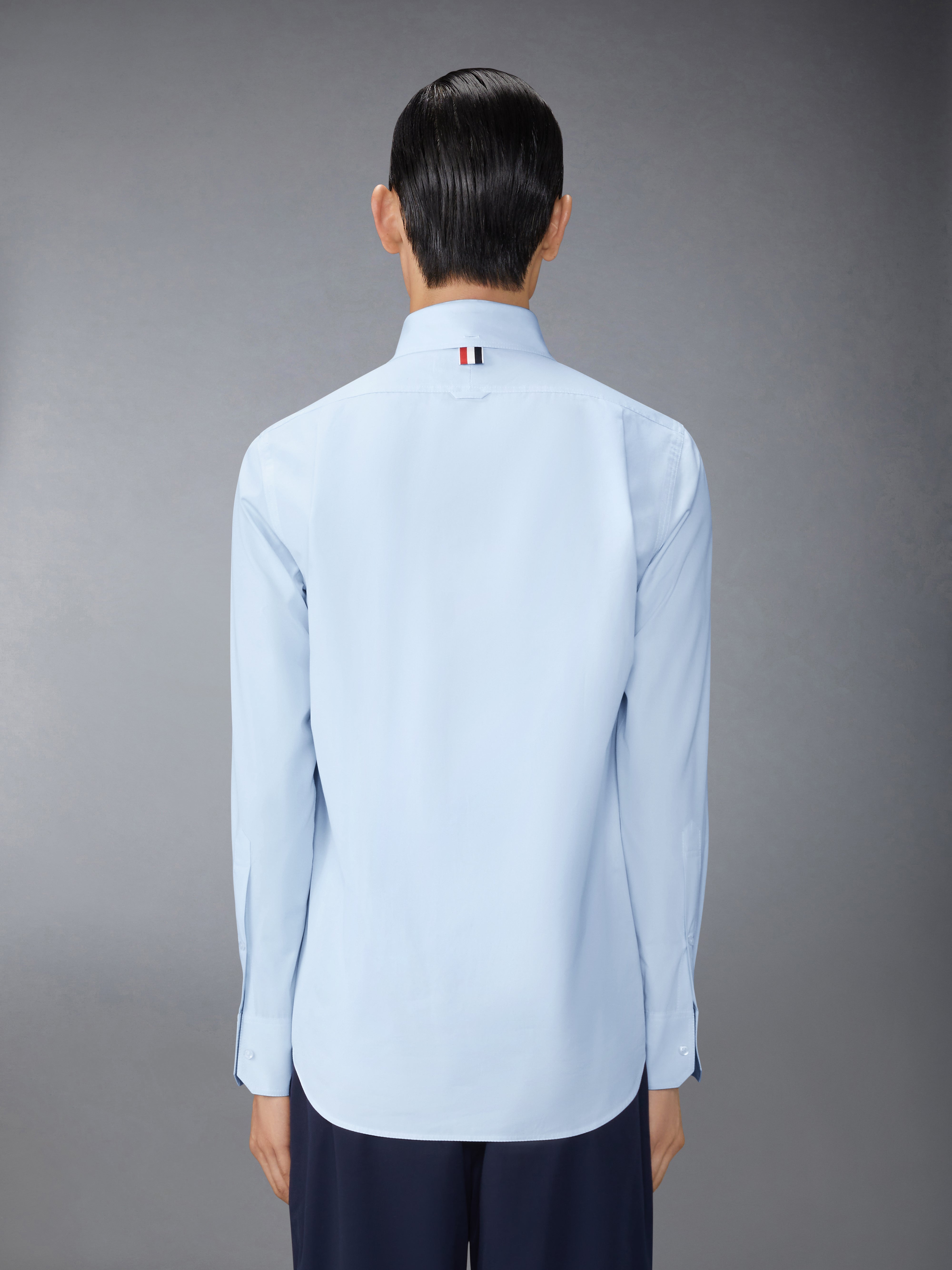 Solid Poplin Twin Needle Contrast Topstitch Shirt | Thom Browne