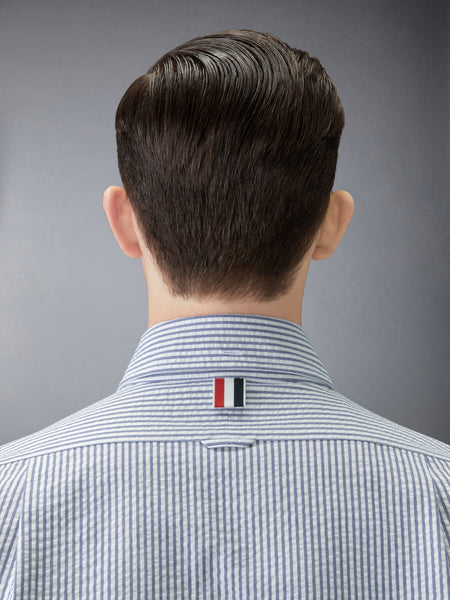 SEERSUCKER FRAMED FLORAL SHIRT NAVY