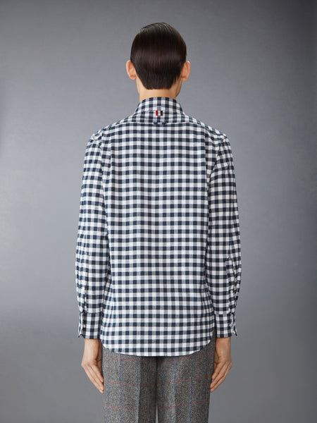 GINGHAM CHECK FLANNEL SATIN STITCH BIRDS SHIRT