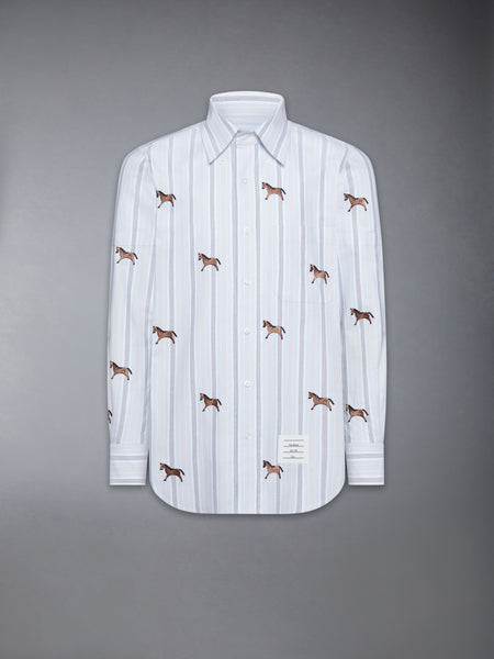 LUNAR NEW YEAR SATIN STITCH HORSE OXFORD SHIRT MEDIUM BLUE