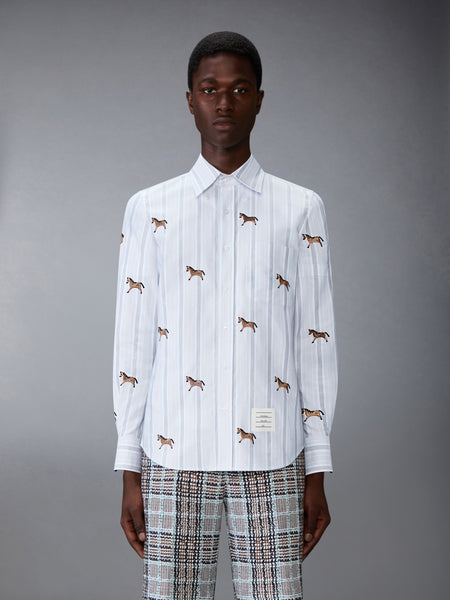 LUNAR NEW YEAR SATIN STITCH HORSE OXFORD SHIRT MEDIUM BLUE