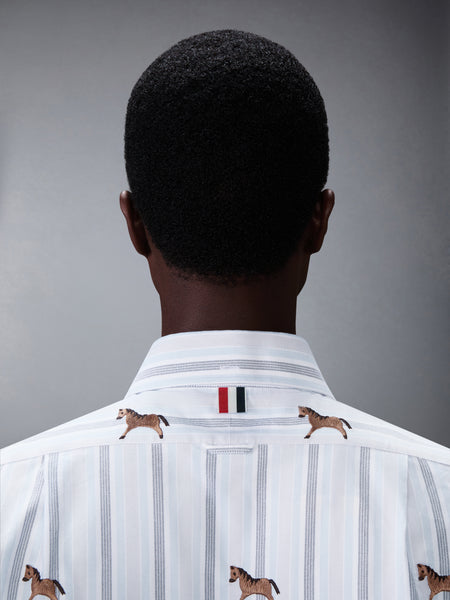 LUNAR NEW YEAR SATIN STITCH HORSE OXFORD SHIRT MEDIUM BLUE