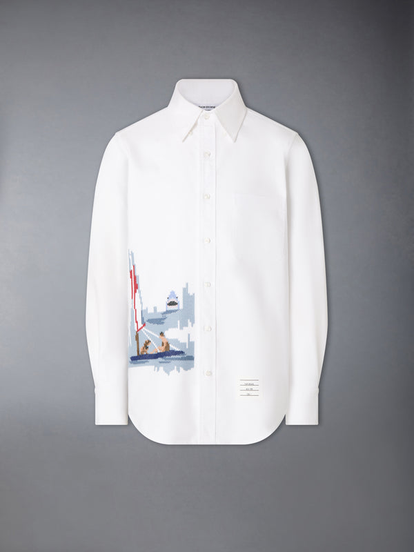 SCENIC SAILBOAT AND SHARK OXFORD SHIRT - featured image