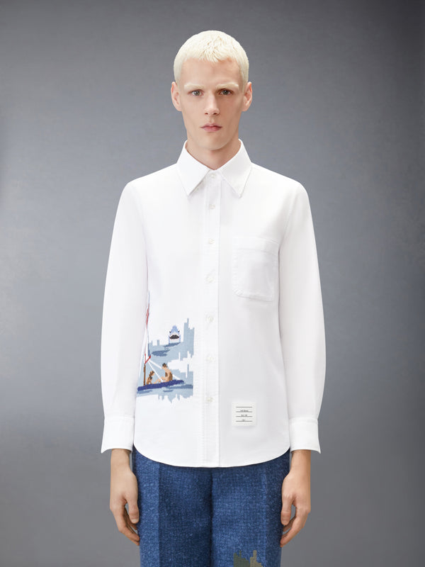 SCENIC SAILBOAT AND SHARK OXFORD SHIRT - image 1