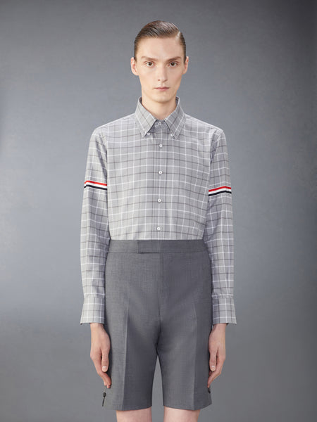 チェック コットン フランネル アームバンド シャツ ミディアム グレー