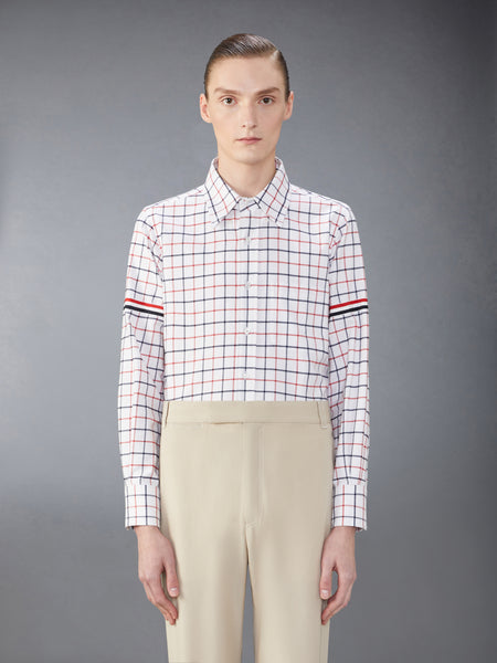 チェック コットン フランネル アームバンド シャツ RWB/白