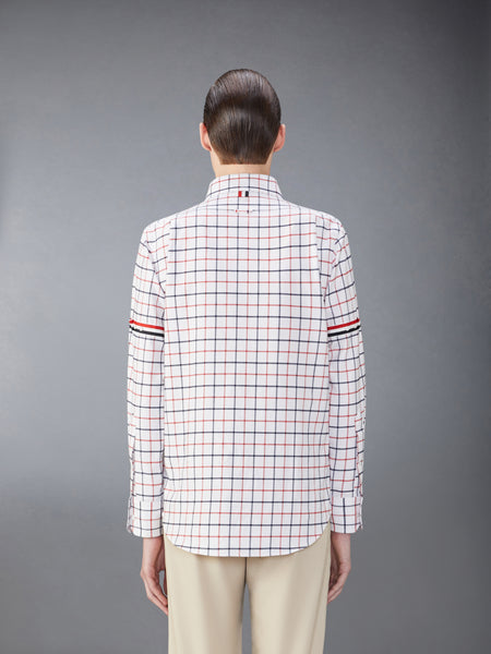 チェック コットン フランネル アームバンド シャツ RWB/白
