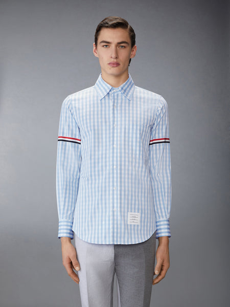 GINGHAM CHECK POPLIN ARMBAND SHIRT
