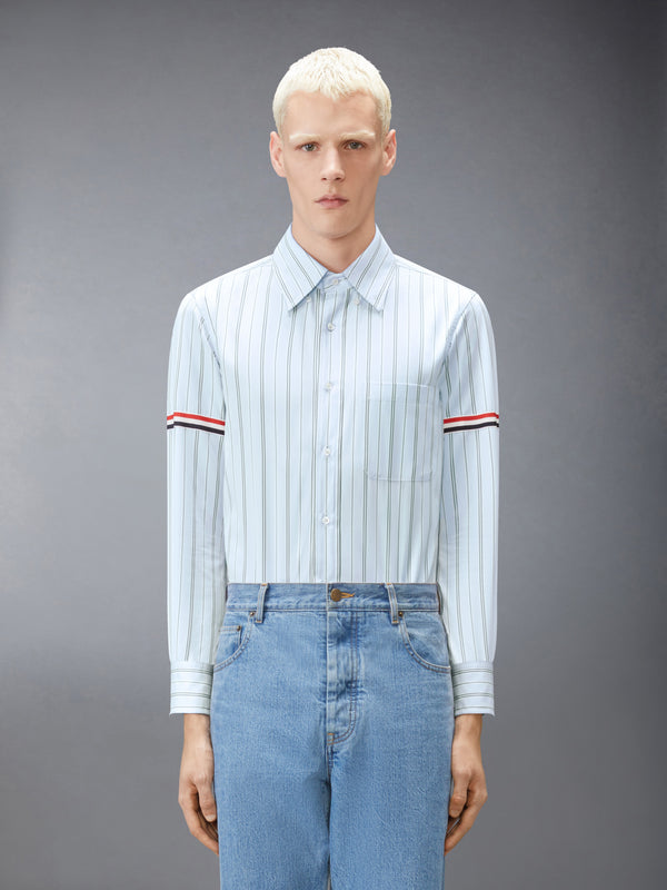 HAIRLINE STRIPE GROSGRAIN POPLIN ARMBAND SHIRT - image 1
