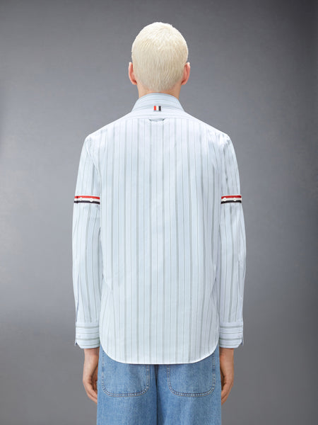 HAIRLINE STRIPE GROSGRAIN POPLIN ARMBAND SHIRT MED GREY
