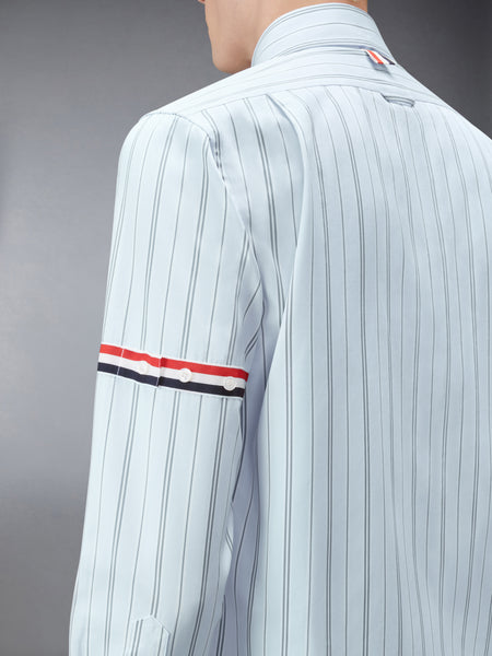 HAIRLINE STRIPE GROSGRAIN POPLIN ARMBAND SHIRT MED GREY