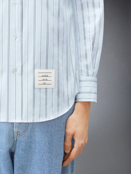 HAIRLINE STRIPE GROSGRAIN POPLIN ARMBAND SHIRT MED GREY