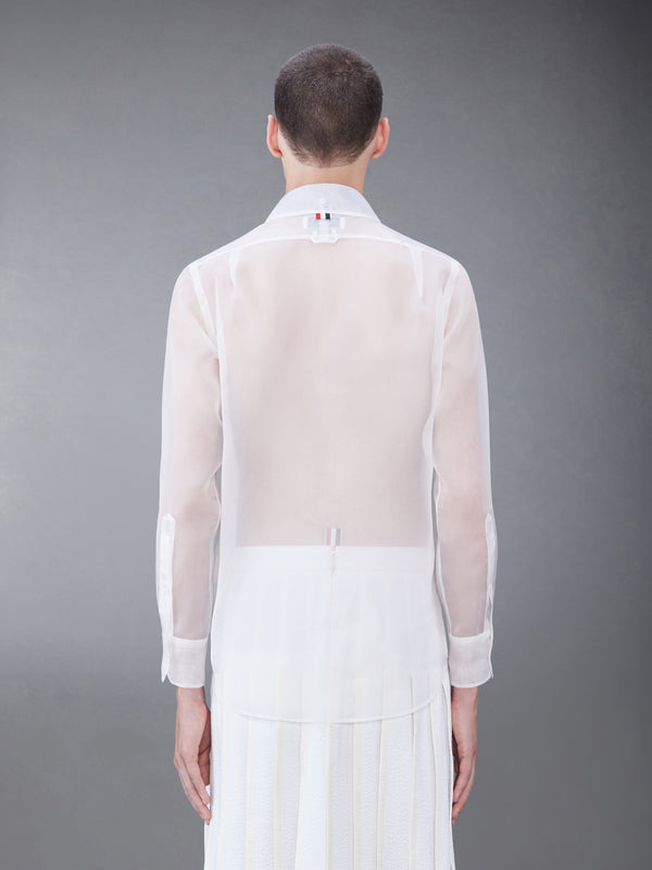 SILK ORGANZA TIE APPLIQUE ROUND COLLAR SHIRT - image 3