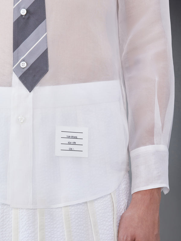 SILK ORGANZA TIE APPLIQUE ROUND COLLAR SHIRT - image 6